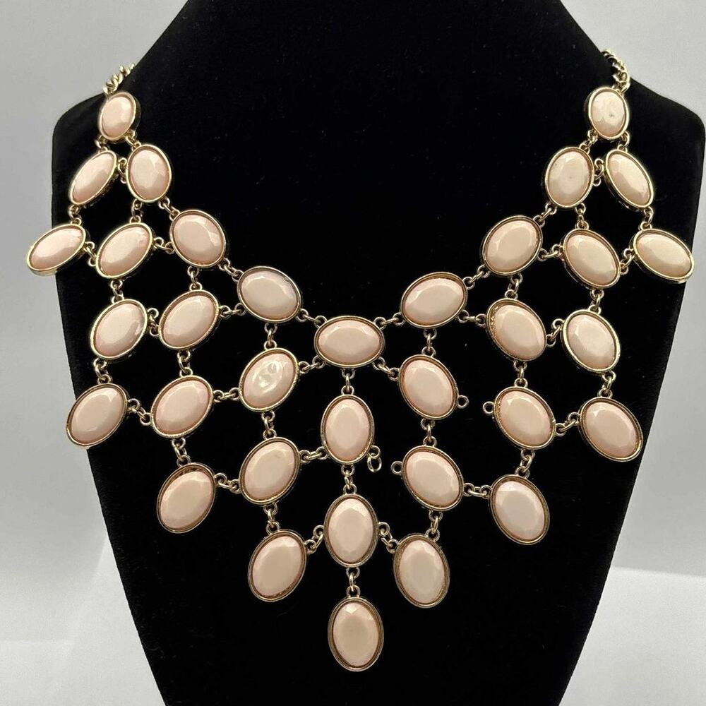 Gold & Pink Bib Necklace